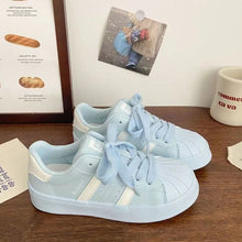 Load image into Gallery viewer, Women's Shell Toe Casual Sneakers – PU Leather Lace-Up Low-Top Trainers
