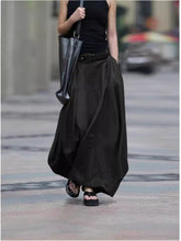 Load image into Gallery viewer, Women's High-Waist Flared Maxi Skirt – Solid Color Cotton Linen with Pockets
