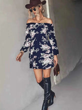 Load image into Gallery viewer, Off-Shoulder Floral Print : Long Sleeve Mini Dress
