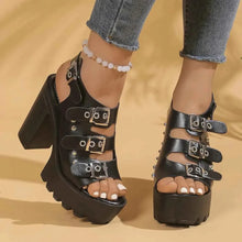 Load image into Gallery viewer, Buckle Platform Block Heels Sandals
