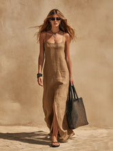 Load image into Gallery viewer, Women's Minimalist Sleeveless Slip Dress – Loose Fit Resort Style
