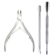 Load image into Gallery viewer, 4 Pcs/Set Professional Stainless Steel Nail Cutter Scissor Nippers Muti Function Cuticle Pusher Remover Nail Care Manicure Kits
