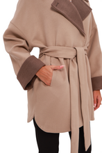 Load image into Gallery viewer, Sandro Cashmere Blend Overcoat in Beige

