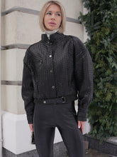 Load image into Gallery viewer, Marlowe Braided Genuine Leather Jacket in Black
