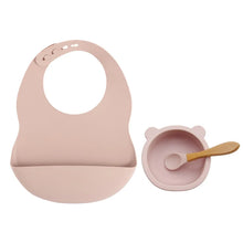 Load image into Gallery viewer, Colorful Silicone Feeding Set for Babies: Bib, Bowl, and Spoon
