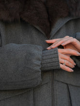 Load image into Gallery viewer, Rimini Genuine Fur Trim Wool Blend Parka in Graphite
