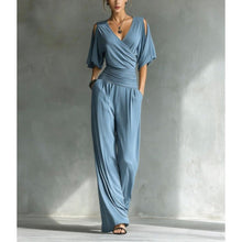 Load image into Gallery viewer, Women's V-Neck Slim Fit Straight Leg Jumpsuit
