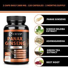 Load image into Gallery viewer, Panax Ginseng Supplement - Improve Memory and Concentration, Enhance Energy Endurance - 120 Capsules
