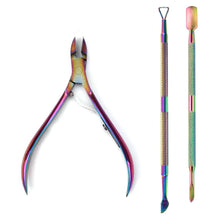 Load image into Gallery viewer, 4 Pcs/Set Professional Stainless Steel Nail Cutter Scissor Nippers Muti Function Cuticle Pusher Remover Nail Care Manicure Kits
