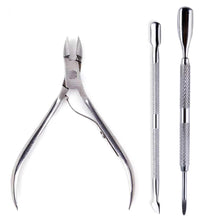 Load image into Gallery viewer, 4 Pcs/Set Professional Stainless Steel Nail Cutter Scissor Nippers Muti Function Cuticle Pusher Remover Nail Care Manicure Kits
