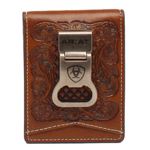Load image into Gallery viewer, Ariat Embossesd Floral Basketweave - Men's Bi-Fold Money Clip Wallet
