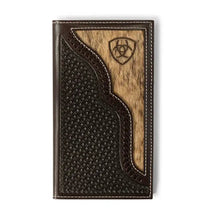 Load image into Gallery viewer, Ariat Branded Brindle Calf Hair Overlay - Men's Rodeo Wallet
