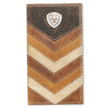 Load image into Gallery viewer, Ariat Chevron Patchwork Hair-On Leather (Brown/Tan) - Men's Rodeo Wallet
