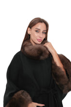 Load image into Gallery viewer, Genuine Polar Fox Fur Double Face Wool Poncho
