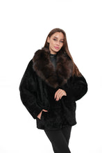 Load image into Gallery viewer, Modena Genuine Astrakhan Polar Fox Trim Coat
