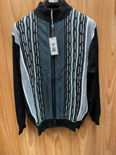Load image into Gallery viewer, Stacy Adams 5316 Black Geometric Print Sweater | Full Zip
