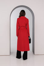 Load image into Gallery viewer, Astoria Classic Wraparound Wool Blend Overcoat in Red
