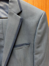 Load image into Gallery viewer, Moda Color Exclusive Light Blue Houndstooth 1-Button 100% Wool 2-Piece Turkish Slim Fit Suit
