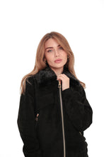 Load image into Gallery viewer, Genuine Suede Mink Trim Jacket
