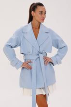Load image into Gallery viewer, Karina Midi Belted Wool Cashmere Blend Overcoat in Sky Blue
