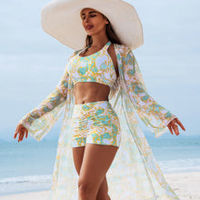 Load image into Gallery viewer, Multi-Color Print Bikini Three-Piece Set – Padded Swimwear for Women
