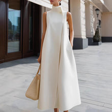 Load image into Gallery viewer, Elegant Sleeveless Long Dress – Stand Collar Office &amp; Casual Dress
