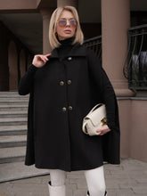 Load image into Gallery viewer, Paris Cashmere Bland Cape Coat in Black
