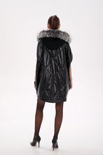 Load image into Gallery viewer, Saga®Furs Silver Fox Wool Alpaca Poncho Vest in Black
