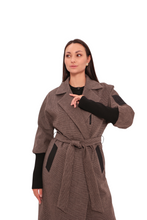 Load image into Gallery viewer, Miru Cashmere Wool Blend Overcoat in Beige Houndstooth
