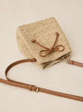 Load image into Gallery viewer, Mini Handwoven Raffia Drawstring Crossbody Bag
