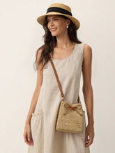 Load image into Gallery viewer, Mini Handwoven Raffia Drawstring Crossbody Bag
