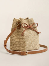 Load image into Gallery viewer, Mini Handwoven Raffia Drawstring Crossbody Bag
