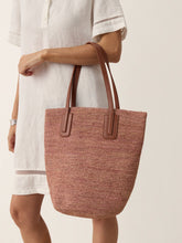 Load image into Gallery viewer, Handwoven Raffia Medium Tote Bag With Leather Handles
