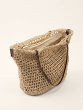 Load image into Gallery viewer, Linen-Cotton Open-Weave Tote Bag With Zip Pouch
