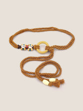 Load image into Gallery viewer, Linen Woven Belt With Wooden Beads
