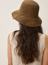 Load image into Gallery viewer, Handwoven Raffia Wide-Brim Sun Hat With Removable Bow
