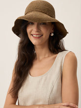 Load image into Gallery viewer, Handwoven Raffia Wide-Brim Sun Hat With Removable Bow
