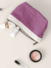 Load image into Gallery viewer, 100% Linen Color-Block Zipper Storage Bag
