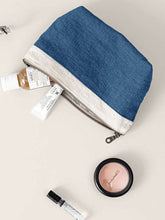 Load image into Gallery viewer, 100% Linen Color-Block Zipper Storage Bag
