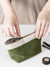 Load image into Gallery viewer, 100% Linen Color-Block Zipper Storage Bag
