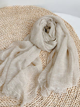 Load image into Gallery viewer, Wool Tencel Solid Ruched Lightweight Scarf
