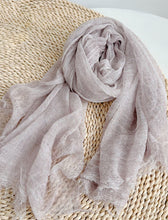 Load image into Gallery viewer, Wool Tencel Solid Ruched Lightweight Scarf
