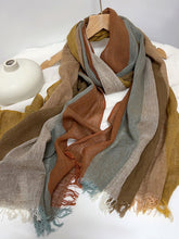 Load image into Gallery viewer, Cotton Linen Striped Lightweight Soft Scarf
