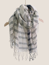 Load image into Gallery viewer, Linen Checkered Lightweight Scarf
