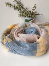 Load image into Gallery viewer, Linen Striped Color-Block Scarf
