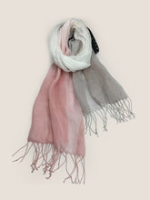 Load image into Gallery viewer, 100% Linen Gradient Fringed Light Scarf
