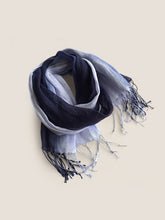 Load image into Gallery viewer, 100% Linen Gradient Fringed Light Scarf
