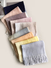 Load image into Gallery viewer, 100% Linen Gradient Fringed Light Scarf
