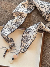 Load image into Gallery viewer, Multi-Functional Floral Satin Scarf With Jade Bead Accents
