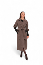 Load image into Gallery viewer, Miru Cashmere Wool Blend Overcoat in Beige Houndstooth
